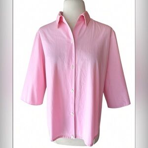 1960s Primstyle 100% Cotton Bubblegum Pink Pointed Collar Elbow-Length Button Do